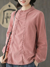 Corduroy Loose Fresh Solid Blouse Top